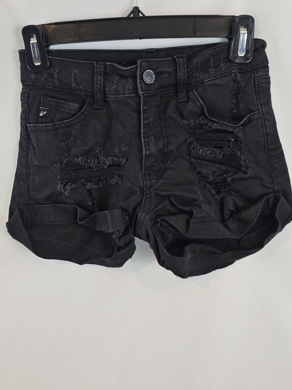 3/$25 KanCan Black Distressed Cuffed Denim Shorts Size 23
